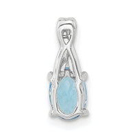 14k White Gold Oval Blue Topaz and Diamond Pendant-PM4235-BT-003-WA
