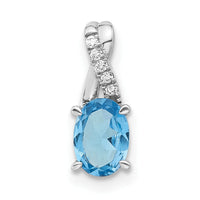 14k White Gold Oval Blue Topaz and Diamond Pendant-PM4235-BT-003-WA