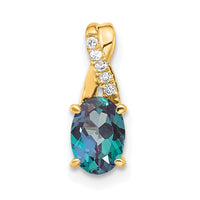 14K Oval Created Alexandrite and Diamond Pendant-PM4235-CA-003-4YA