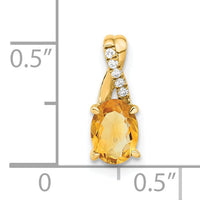 14K Oval Citrine and Diamond Pendant-PM4235-CI-003-4YA
