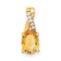 14K Oval Citrine and Diamond Pendant-PM4235-CI-003-4YA