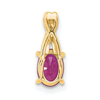 14K Oval Created Ruby and Diamond Pendant-PM4235-CRU-003-4YA