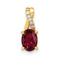 14K Oval Created Ruby and Diamond Pendant-PM4235-CRU-003-4YA