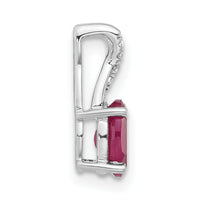 14K White Gold Oval Created Ruby and Diamond Pendant-PM4235-CRU-003-WA