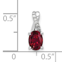 14K White Gold Oval Created Ruby and Diamond Pendant-PM4235-CRU-003-WA