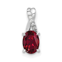 14K White Gold Oval Created Ruby and Diamond Pendant-PM4235-CRU-003-WA
