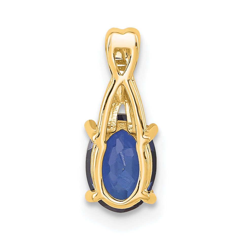 14K Oval Created Sapphire and Diamond Pendant-PM4235-CSA-003-4YA