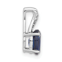 14K White Gold Oval Created Sapphire and Diamond Pendant-PM4235-CSA-003-WA