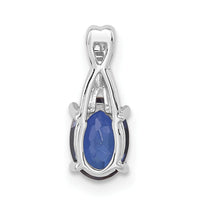 14K White Gold Oval Created Sapphire and Diamond Pendant-PM4235-CSA-003-WA
