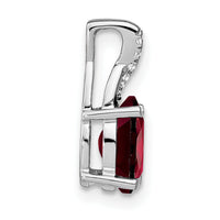 14k White Gold Oval Garnet and Diamond Pendant-PM4235-GA-003-WA