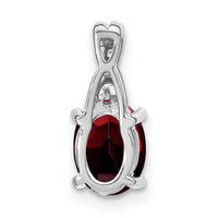 14k White Gold Oval Garnet and Diamond Pendant-PM4235-GA-003-WA