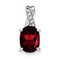 14k White Gold Oval Garnet and Diamond Pendant-PM4235-GA-003-WA
