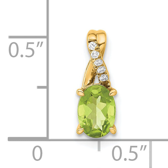 14K Oval Peridot and Diamond Pendant-PM4235-PE-003-4YA