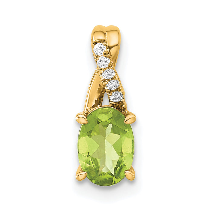 14K Oval Peridot and Diamond Pendant-PM4235-PE-003-4YA