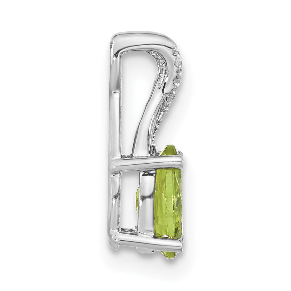 14k White Gold Oval Peridot and Diamond Pendant-PM4235-PE-003-WA