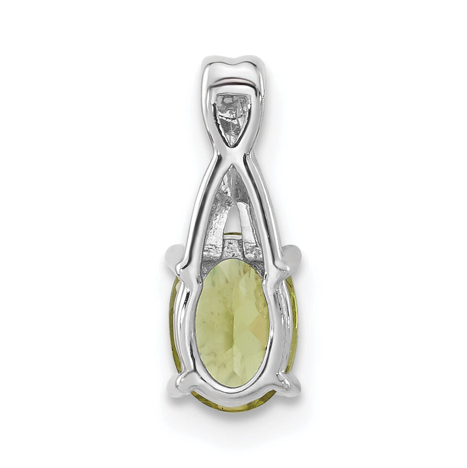 14k White Gold Oval Peridot and Diamond Pendant-PM4235-PE-003-WA