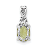 14k White Gold Oval Peridot and Diamond Pendant-PM4235-PE-003-WA