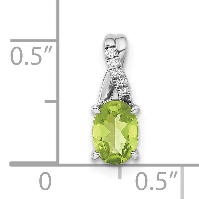 14k White Gold Oval Peridot and Diamond Pendant-PM4235-PE-003-WA