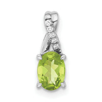 14k White Gold Oval Peridot and Diamond Pendant-PM4235-PE-003-WA