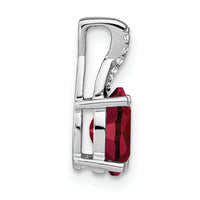 14k White Gold Oval Created Ruby and Diamond Pendant-PM4235-RU-003-WA