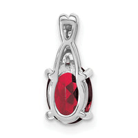 14k White Gold Oval Created Ruby and Diamond Pendant-PM4235-RU-003-WA