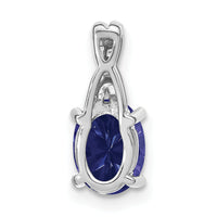 14k White Gold Oval Created Sapphire and Diamond Pendant-PM4235-SA-003-WA