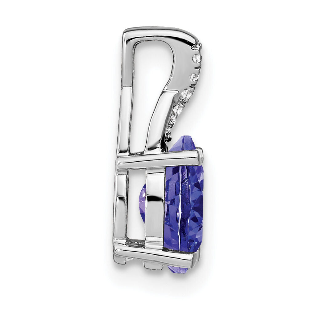 14k White Gold Oval Tanzanite and Diamond Pendant-PM4235-TZ-003-WA