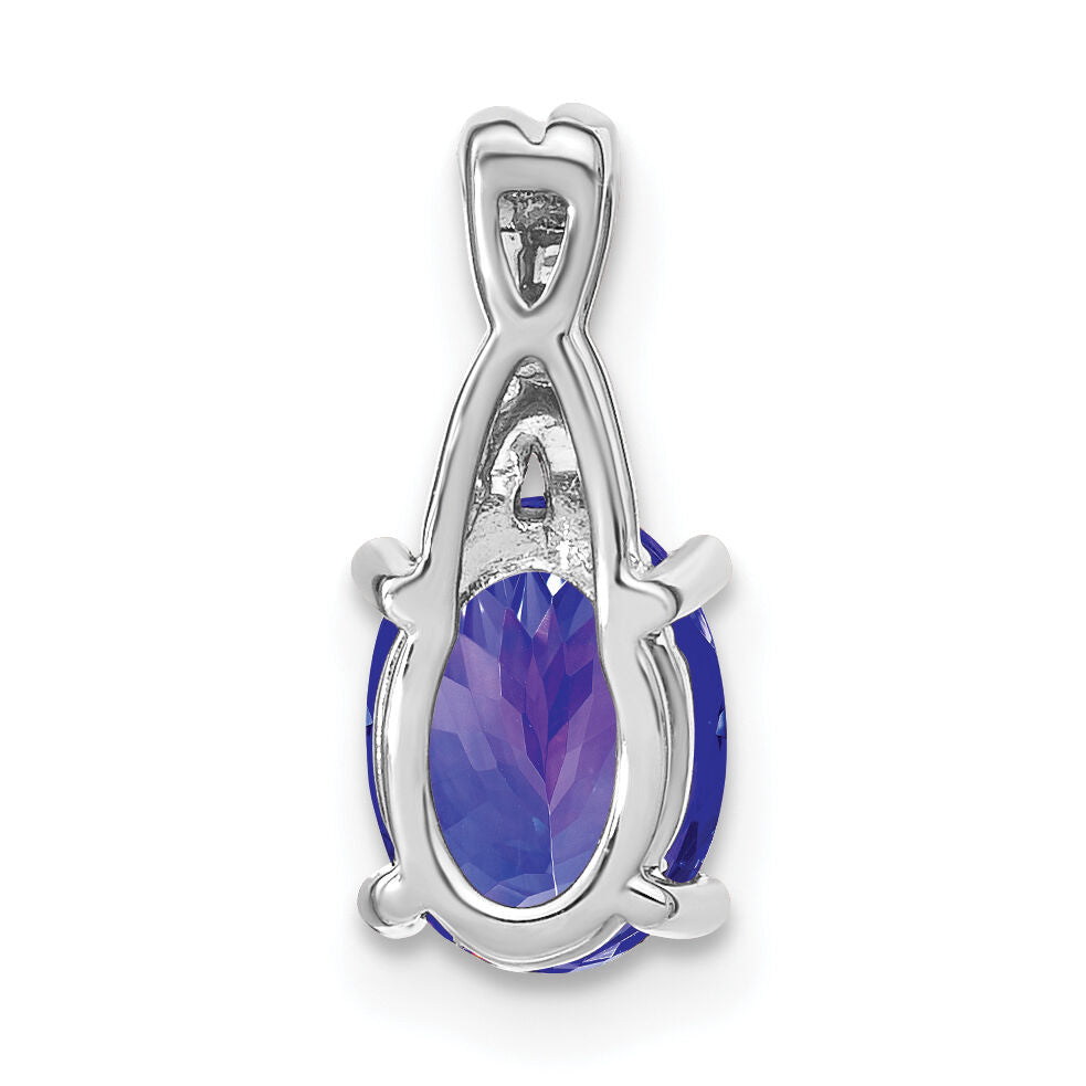 14k White Gold Oval Tanzanite and Diamond Pendant-PM4235-TZ-003-WA