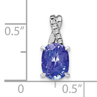 14k White Gold Oval Tanzanite and Diamond Pendant-PM4235-TZ-003-WA