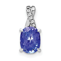 14k White Gold Oval Tanzanite and Diamond Pendant-PM4235-TZ-003-WA