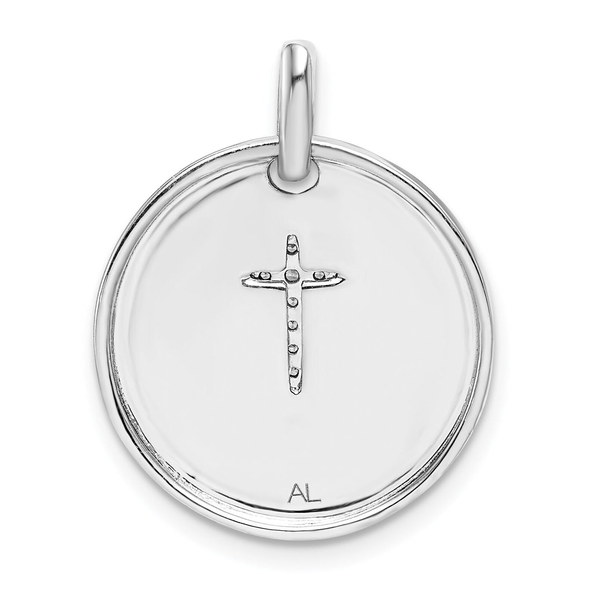 14k White Gold Diamond Cross Faith Pendant-PM4354-005-WA