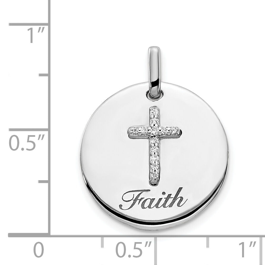 14k White Gold Diamond Cross Faith Pendant-PM4354-005-WA