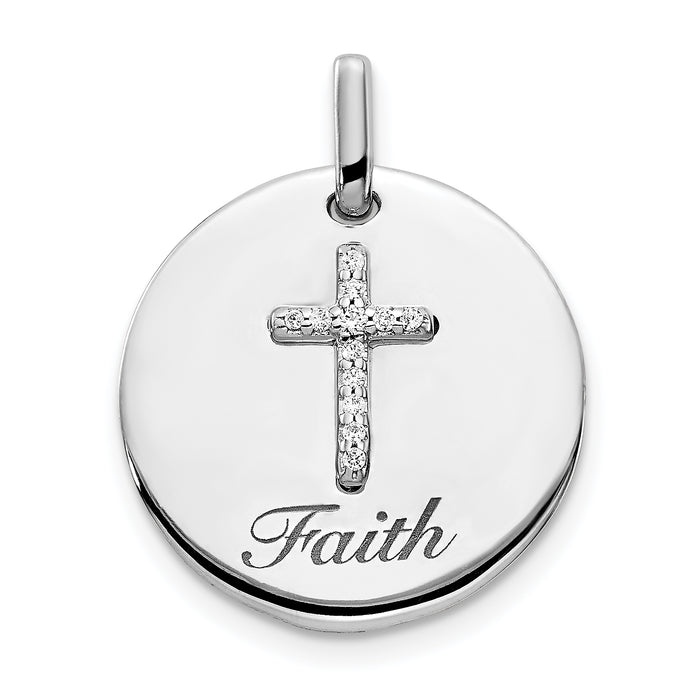 14k White Gold Diamond Cross Faith Pendant-PM4354-005-WA