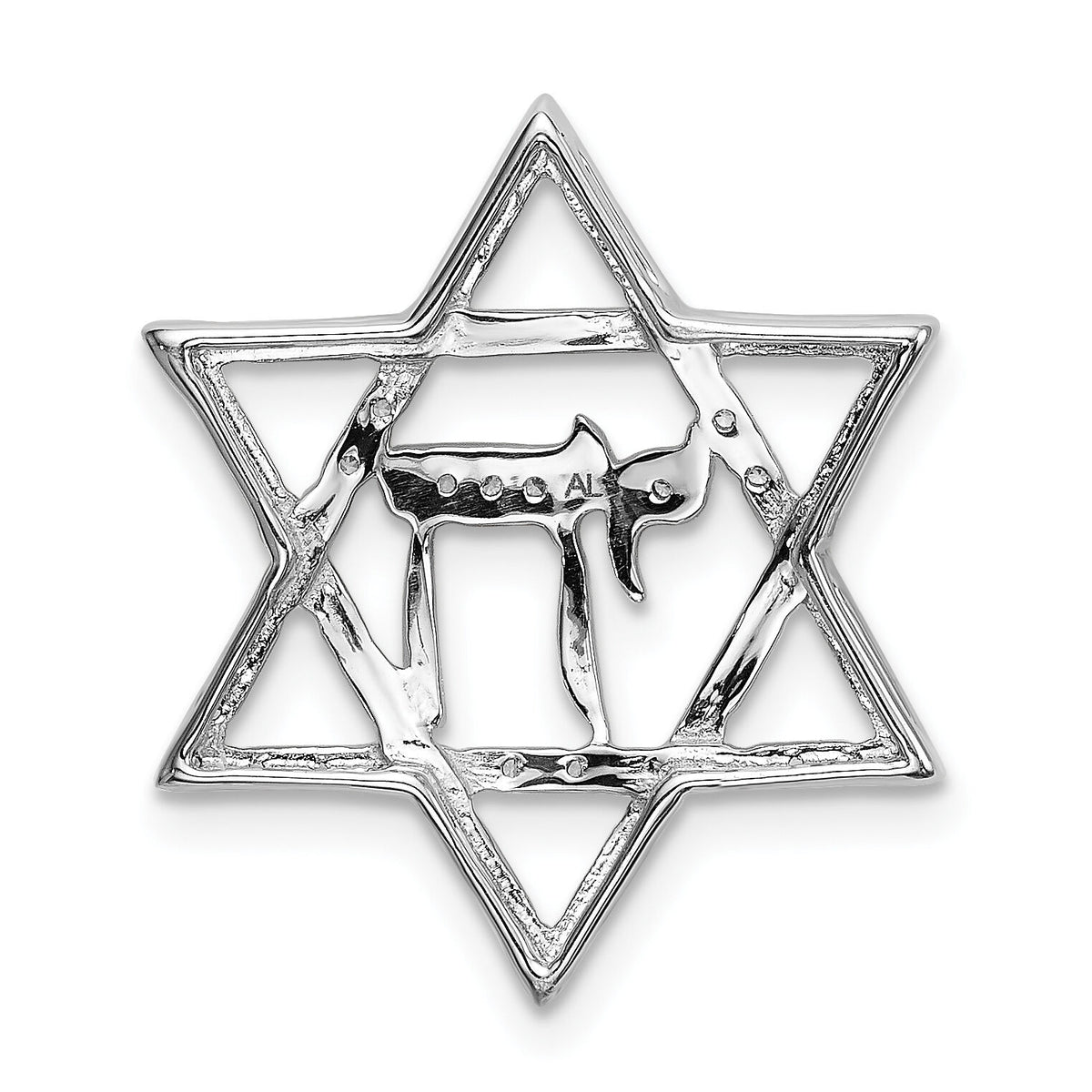 14k White Gold 1/10ct. Diamond Star of David w/Chai Chain Slide-PM4358-010-WA