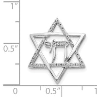 14k White Gold 1/10ct. Diamond Star of David w/Chai Chain Slide-PM4358-010-WA