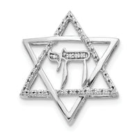 14k White Gold 1/10ct. Diamond Star of David w/Chai Chain Slide-PM4358-010-WA