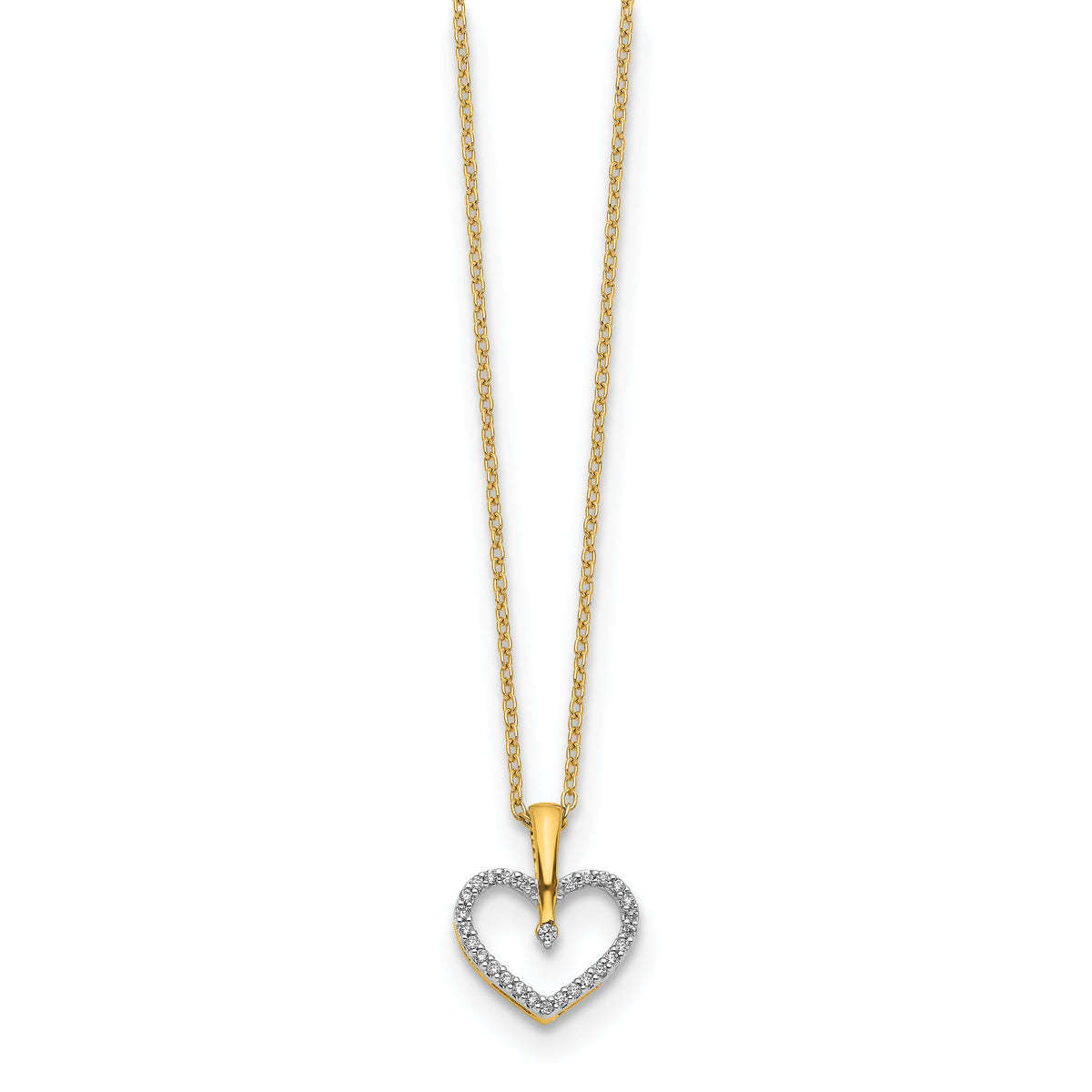 14k Yellow Gold Diamond Heart Pendant Necklace-PM4363-015-YA