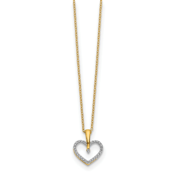14k Yellow Gold Diamond Heart Pendant Necklace-PM4363-015-YA