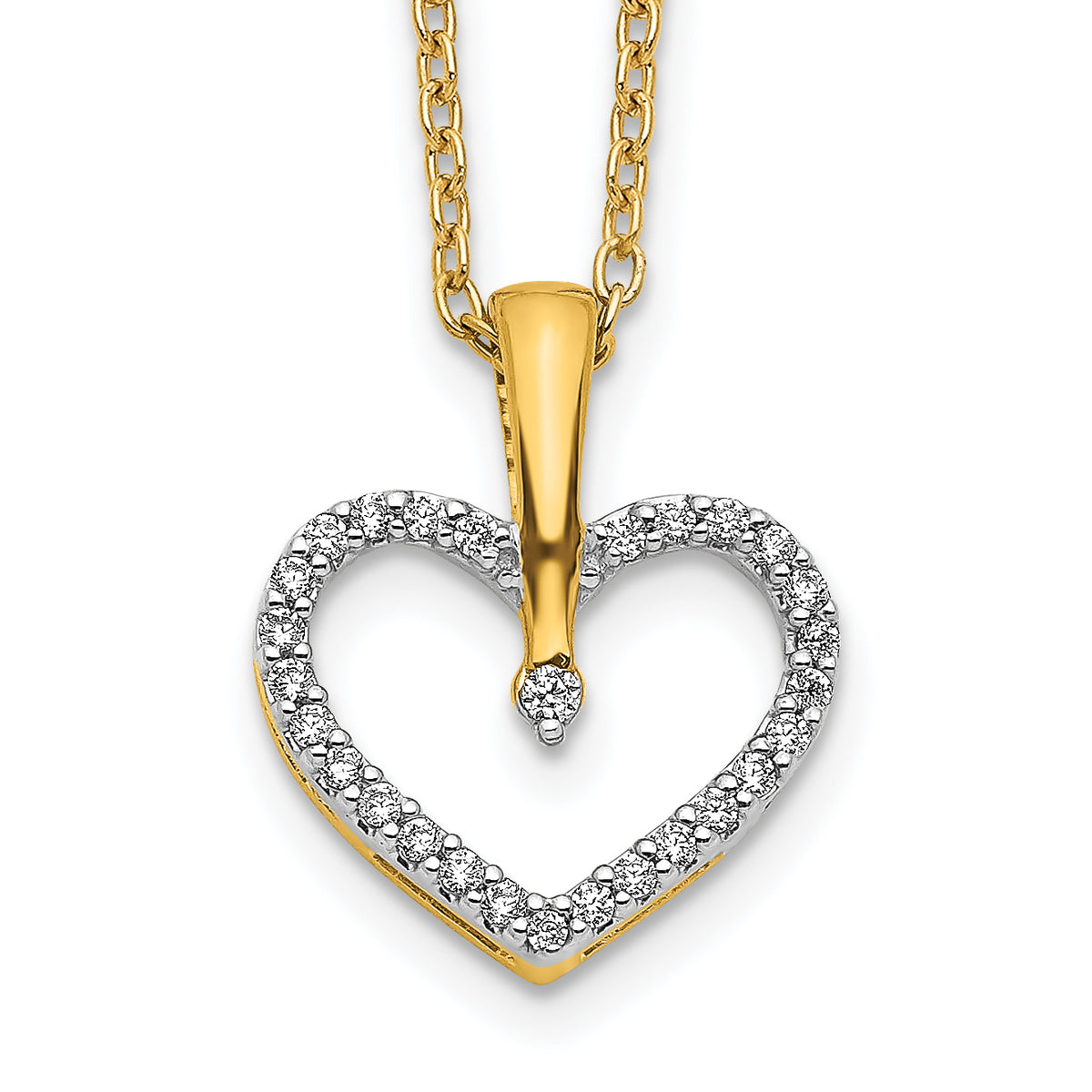 14k Yellow Gold Diamond Heart Pendant Necklace-PM4363-015-YA