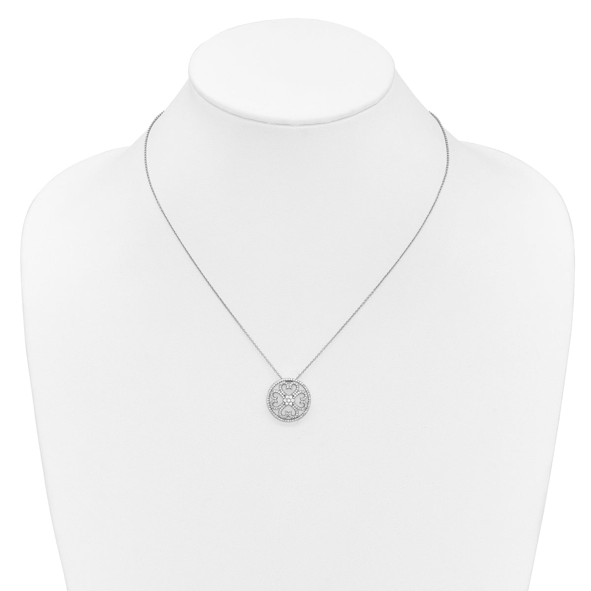 14k White Gold Diamond Vintage Hearts Pendant Necklace-PM4364-050-WA