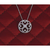 14k White Gold Diamond Vintage Hearts Pendant Necklace-PM4364-050-WA