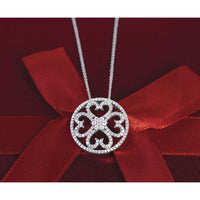 14k White Gold Diamond Vintage Hearts Pendant Necklace-PM4364-050-WA