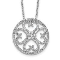 14k White Gold Diamond Vintage Hearts Pendant Necklace-PM4364-050-WA