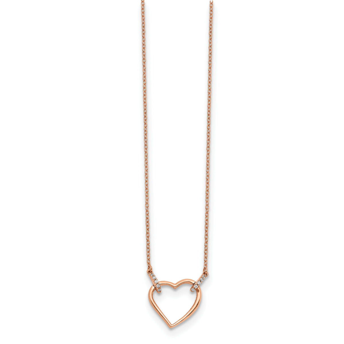 14k Rose Gold Diamond Heart 18 inch Necklace-PM4366-005-RA