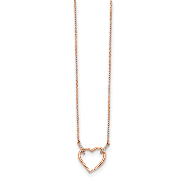 14k Rose Gold Diamond Heart 18 inch Necklace-PM4366-005-RA