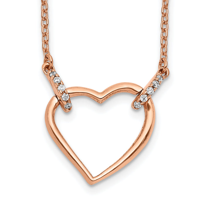 14k Rose Gold Diamond Heart 18 inch Necklace-PM4366-005-RA