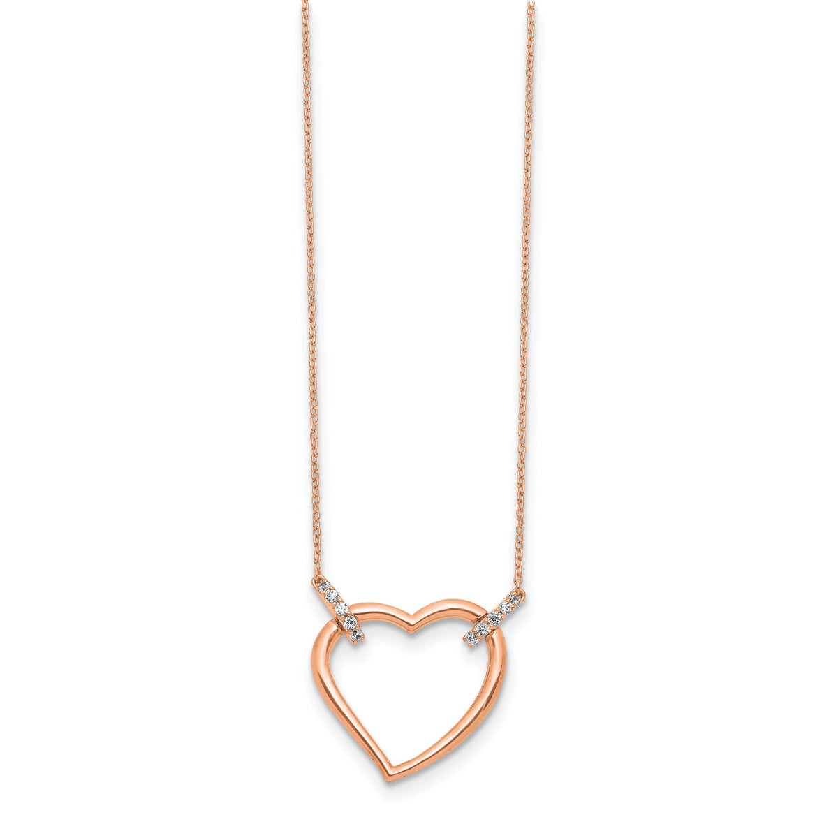 14k Rose Gold Diamond Heart 18 inch Necklace-PM4366-025-RA