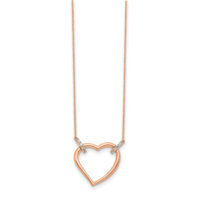 14k Rose Gold Diamond Heart 18 inch Necklace-PM4366-025-RA