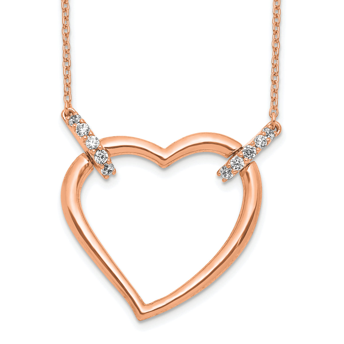 14k Rose Gold Diamond Heart 18 inch Necklace-PM4366-025-RA