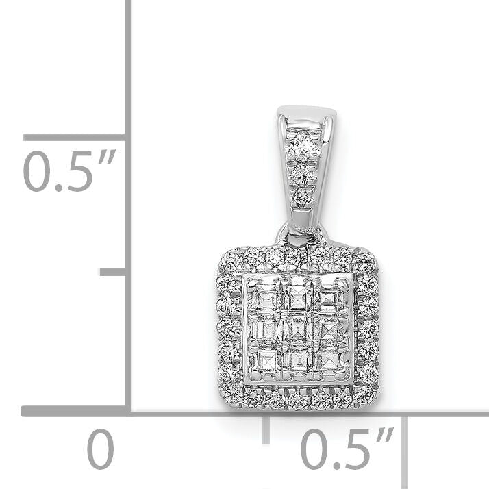 14k White Gold 1/4ct. Diamond Square Cluster Pendant-PM4371-025-WA